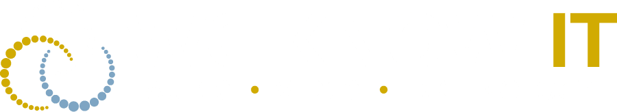 Logo with interlocking dotted circles on the left and the words "WE KNOW IT" in large text. Below in smaller text: "AUDIO • VIDEO • TECHNOLOGY." The letters "IT" are highlighted in gold.